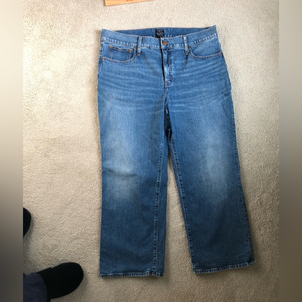 J. Crew Blue Full-Length Wide-Leg Jeans sz. 33 Petite.